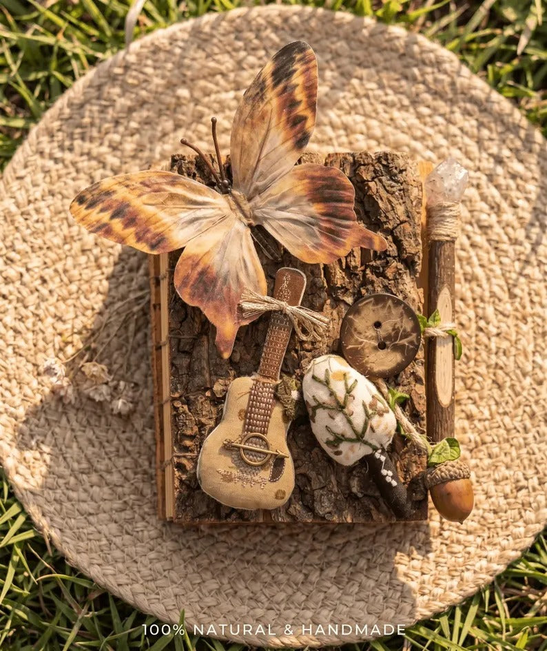 Rustic style Premium Bark Journal With Twig Pen