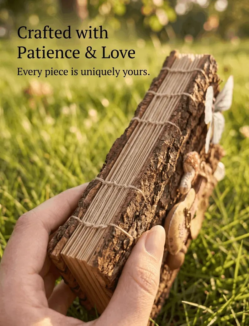Rustic style Premium Bark Journal With Twig Pen