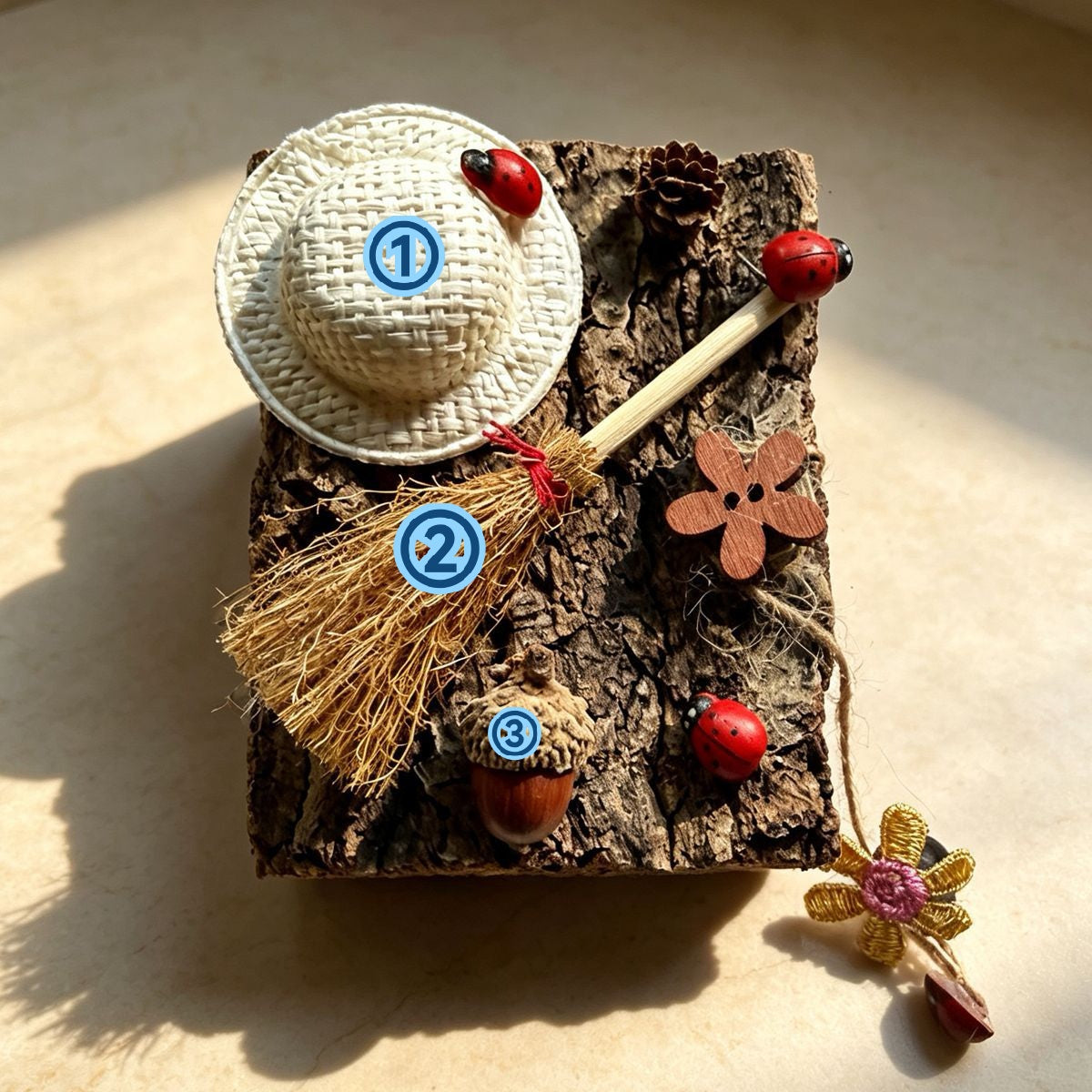 Cozy home style Theme Premium Bark Journal With Twig Pen